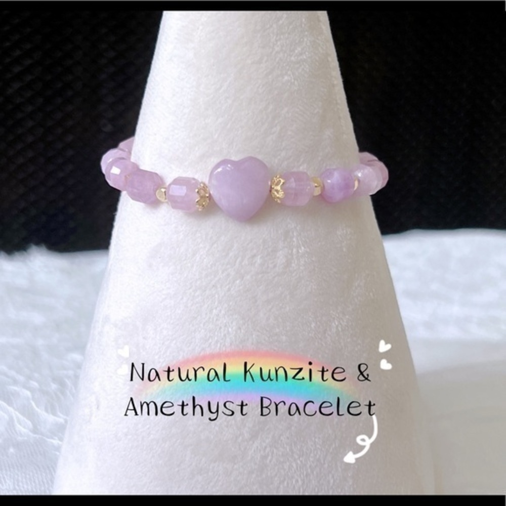 Natural Kunzite & Amethyst Bracelet